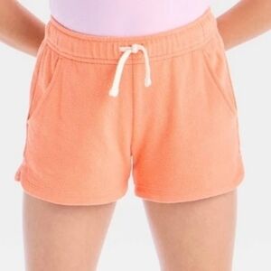 Cat & Jack Girls Knit Terry Shorts Peach Orange L (10-12)